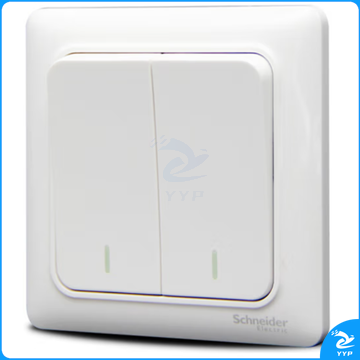 施耐德电气 双开单控开关 86型暗装墙壁电源二开开关插座面板