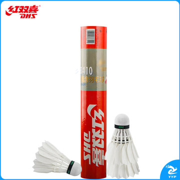 红双喜DHS羽毛球12只装耐打比赛用球软木球头稳定飞行TR410
