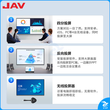 JAV智能会议平板电视一体机75英寸智慧屏会议大屏幕电子白板教学培训投屏触屏办公电视会议室双系统
