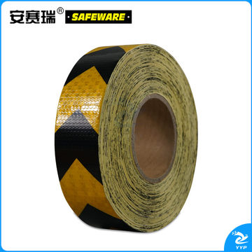 安赛瑞14362晶格反光警示胶带黄黑50mm*50m（卷）