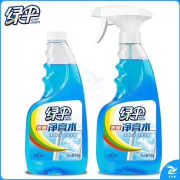 绿伞 玻璃清洁剂500g*4瓶 浴室玻璃清洗剂 玻璃水家用不留水痕去污防尘车窗