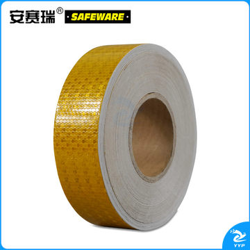 安赛瑞14353晶格反光警示胶带黄5cm*50m（卷）