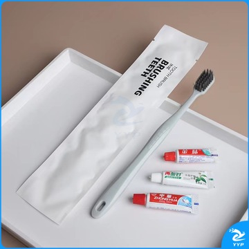 星级酒店用品高端民宿客房专用一次性牙具 8.5g秸秆牙刷+3g中华牙膏