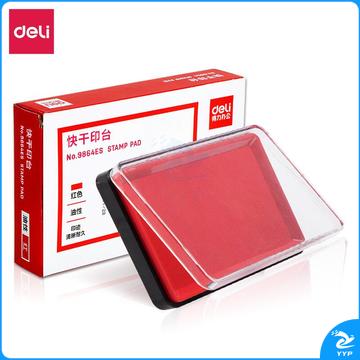 得力9864ES 138*86mm方形快干印台(单位：只）红 12只每盒