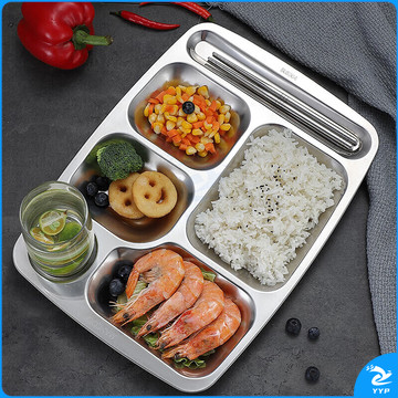 美厨（maxcook）304不锈钢餐盘饭盒分格 快餐盘学生餐盒 六格大号加厚MCFT786