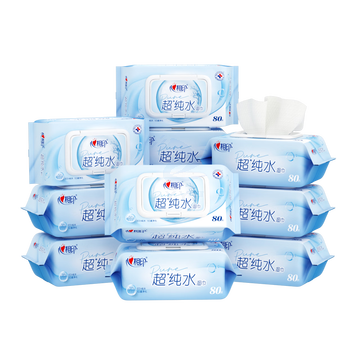 心相印EDI超纯水湿巾80片*12包 母婴适用 婴儿湿巾 手口可用 家庭装整箱