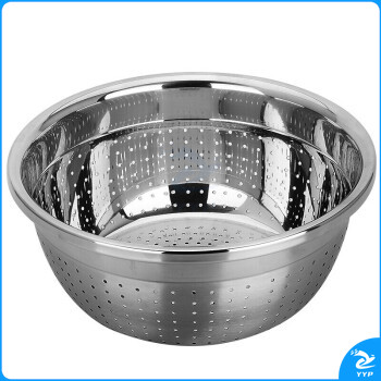 美厨(MAXCOOK)304不锈钢米筛菜盆 加厚加大沥水盆淘米洗菜洗水果盆 26cm 3600ml