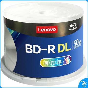 联想（Lenovo）BD-R DL 1-6速 50G 蓝光可打印 50片桶装 蓝光空白光盘 刻录光盘