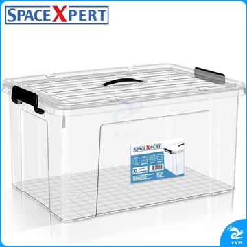 SPACEXPERT 衣物收纳箱塑料整理箱70L透明 1个装 带提手