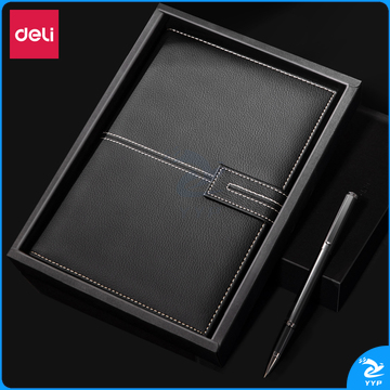 得力22232皮面本套装25K/120张（黑）（单位：盒）