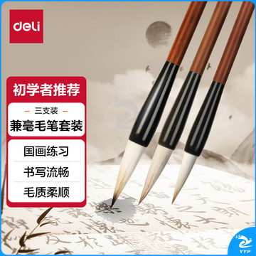 得力(deli)兼毫毛笔套装 文房四宝书法春节写对联笔墨纸砚初学者国画练字帖36006A