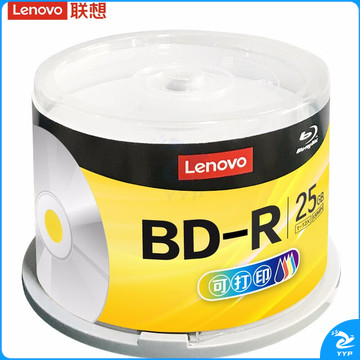 联想（Lenovo）BD-R蓝光光盘/刻录盘 6-12速25G 可打印 50片桶装
