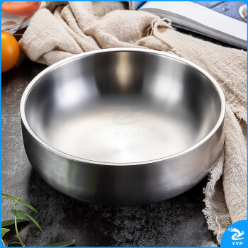 不锈钢珍膳碗双层加厚隔热汤碗拌面碗儿童宝宝学生耐用餐具碗 15CM-单只装