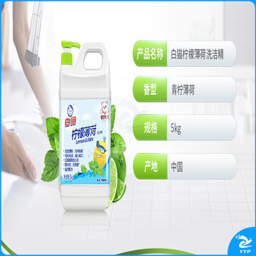 白猫柠檬薄荷洗洁精5KG大桶按压瓶洗涤DBJ05100817208605