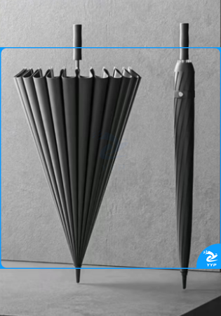 太阳伞黑色24骨双层外黑内黑加固加厚雨伞(130cm)