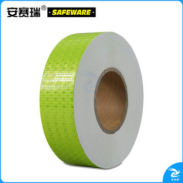 安赛瑞14351晶格反光车身贴警示胶带黄绿50mm*50m（卷）