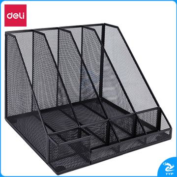 得力78988四联金属网状文件框带笔筒（黑）（个）