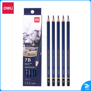 得力（deli）S999-7B_高级绘图铅笔12支彩盒装7B(蓝)(12支/盒)(单位：盒）
