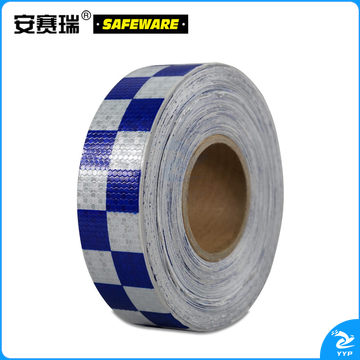 安赛瑞14370晶格反光警示胶带蓝白5cm*50m（卷）