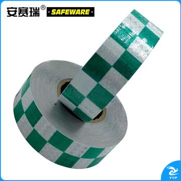 安赛瑞14369晶格反光警示胶带绿白50mm*50m（卷）