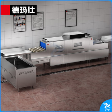 德玛仕 商用洗碗机长龙洗碗机全自动化大型食堂饭店大容量清洗刷碗机DMS4500-LX2Y1（1预洗1主洗1漂洗）