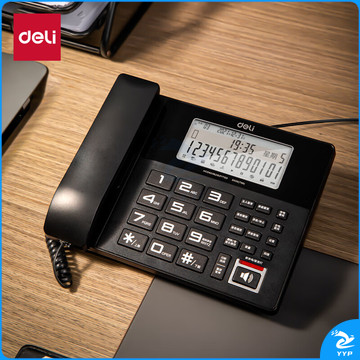 得力（deli）录音电话机 固定座机 办公家用 来电显示 4G内存卡 799 黑