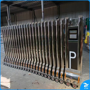 高强镁合金电动伸缩门，运行扭矩：输出40N.M 电机启动扭矩：输出3.0N.M 额定输入功率：650W 绝缘等级：B级 输出转速：50rpm 材质：不锈钢 展开长度：8.75米