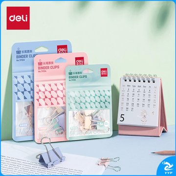 得力(deli)12只19mm彩色镂空票夹 小规格袋装 5#中号金属燕尾夹票据文件夹子 办公用品 12只/袋 TP515