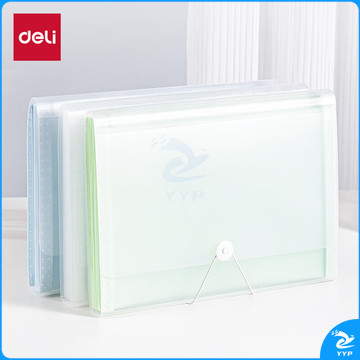 得力(deli)13格风琴包 文件夹小学生多层试卷收纳袋资料册票据收纳试卷收纳整理插页袋 绿色 5238