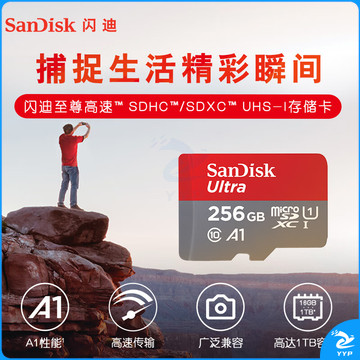 闪迪（SanDisk）256GB TF（MicroSD）内存卡 A1 U1 C10 至尊高速移动版存储卡 读速150MB/s 手机平板游戏机内存卡