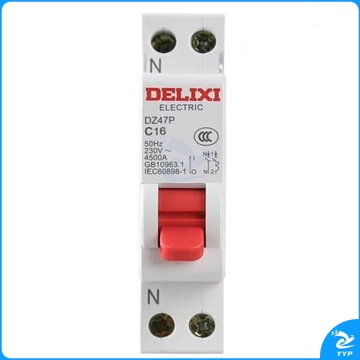 德力西电气 空开微型断路器空气开关双进双出 DZ47P 1P N 16A