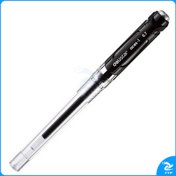 得力 S20 0.7mm 透明杆中性签字水笔 黑色 ( 12支/盒) .