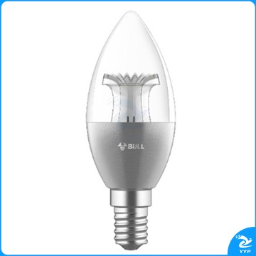 公牛 MQ-D005B-BS 银色蜡烛泡 LED灯泡 5W-E14 白色冷光 80个/箱装 6500K/3000K可选