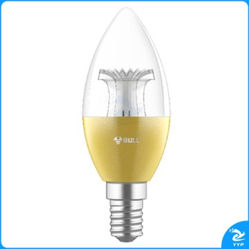 公牛 MQ-D003A-BS 金色蜡烛泡 LED灯泡 3W-E14 白色冷光 80个/箱装 6500K/3000K可选