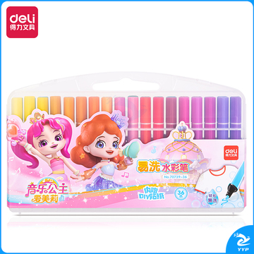 得力70739-36_PP盒装音乐公主三角杆水彩笔(混)(盒)