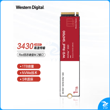  西部数据（WD）1T SSD固态硬盘 M.2接口Red系列网络储存(NAS)硬盘WD Red™ SN700 NVMe SSD  WDS100T1R0C 