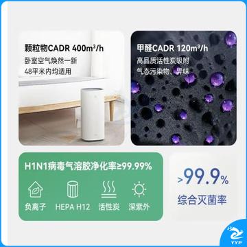 华为智选 720全效空气净化器 除甲醛除菌除异味 负离子净化除雾霾 深紫外消毒除过敏原