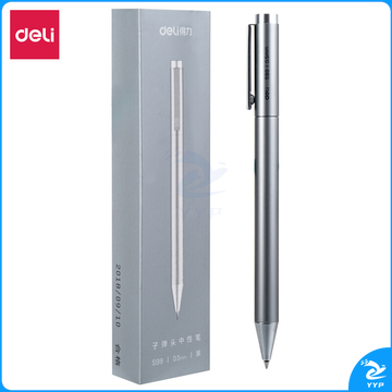 得力(deli)S99中性笔0.5mm子弹头1支/盒（银色）