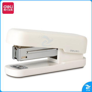 得力(deli)TA301-A 12#学生办公订书机 马卡龙色 适配24/6或26/6订书钉 白色 