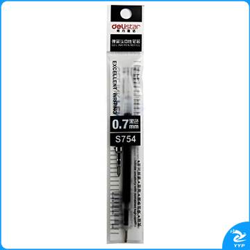 得力S754弹簧头中性笔芯0.7mm弹簧头(黑)(支)