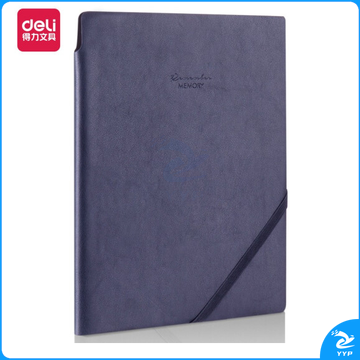 得力(deli)22215 25K96张可插笔绑带皮面本 蓝色