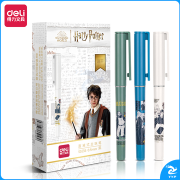 得力S1636哈利波特直液式走珠笔0.5mm全针管(黑)(支)