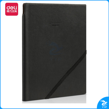 得力(deli)22215 25K96张可插笔绑带皮面本 黑色