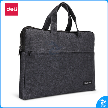 得力5590手提拉链袋电脑公文包400*290*35mm (灰)