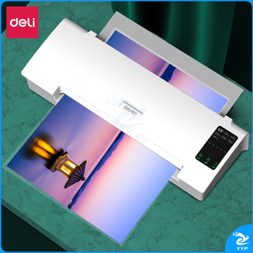 得力（deli）14372 照片塑封机 A3自动进膜无需预热覆膜机 文件证书过胶压膜机 白色