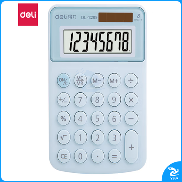 得力（deli）双电源学生计算器 马卡龙迷你便携式计算器 蓝色 1209A