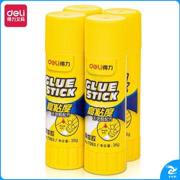 得力(deli)36g高粘度PVP固体胶水 无甲醛快干耐用胶棒 4支装 办公用品 6372