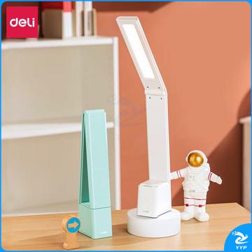 得力(deli)LED折叠台灯 无极调光无可视频闪 三档色温 高色彩还原度夜灯台灯 可充电1200mAh 白色 LF102