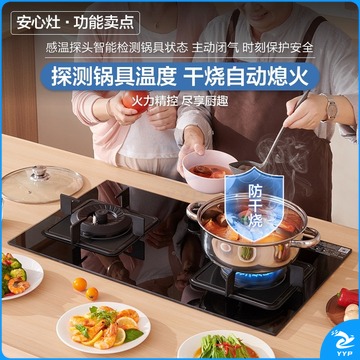 美的（Midea）美颐享 燃气灶天然气 双灶具 家用防干烧5.0kW猛火灶台嵌两用 安防灶 以旧换新 Q36S
