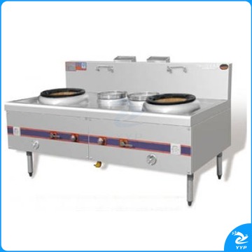 御丰 粤式免塘炒灶系列（一体铁炉膛） 带熄火保护 电子打火 双炒单温灶 1800*900*800 货号：WY